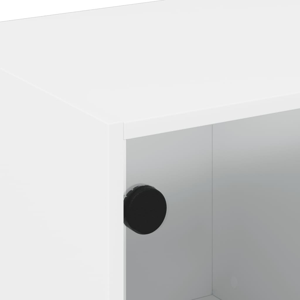Tv-møbel med glaslåger hvid 68x37x42 cm