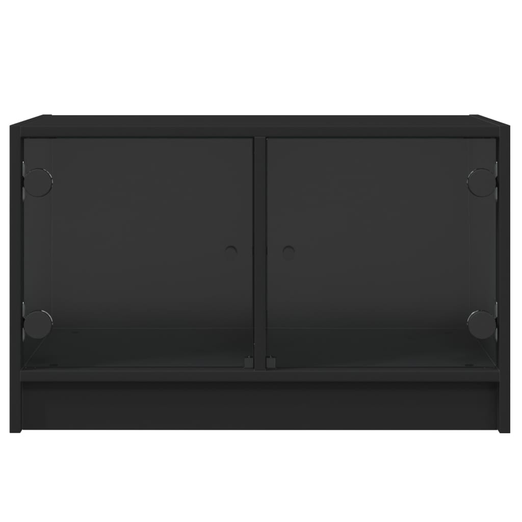 TV-skab med glaslåger Sort 68x37x42 cm