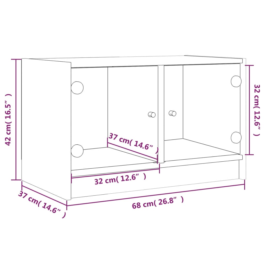TV-skab med glaslåger Sort 68x37x42 cm