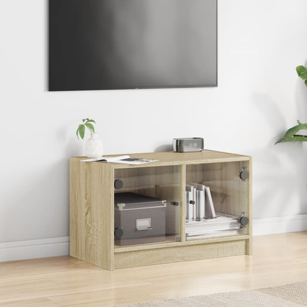 Tv-møbel med glaslåger Sonoma eg 68x37x42 cm