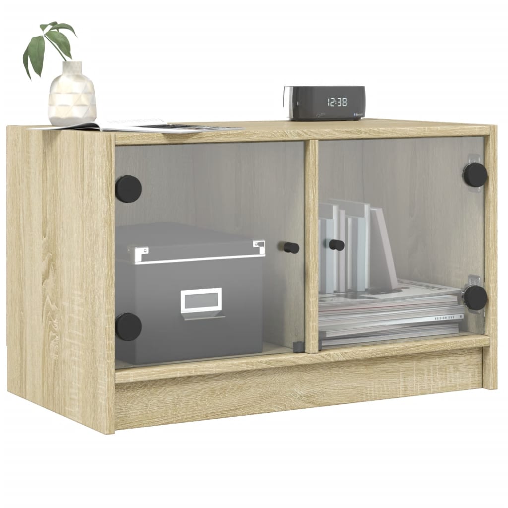 Tv-møbel med glaslåger Sonoma eg 68x37x42 cm