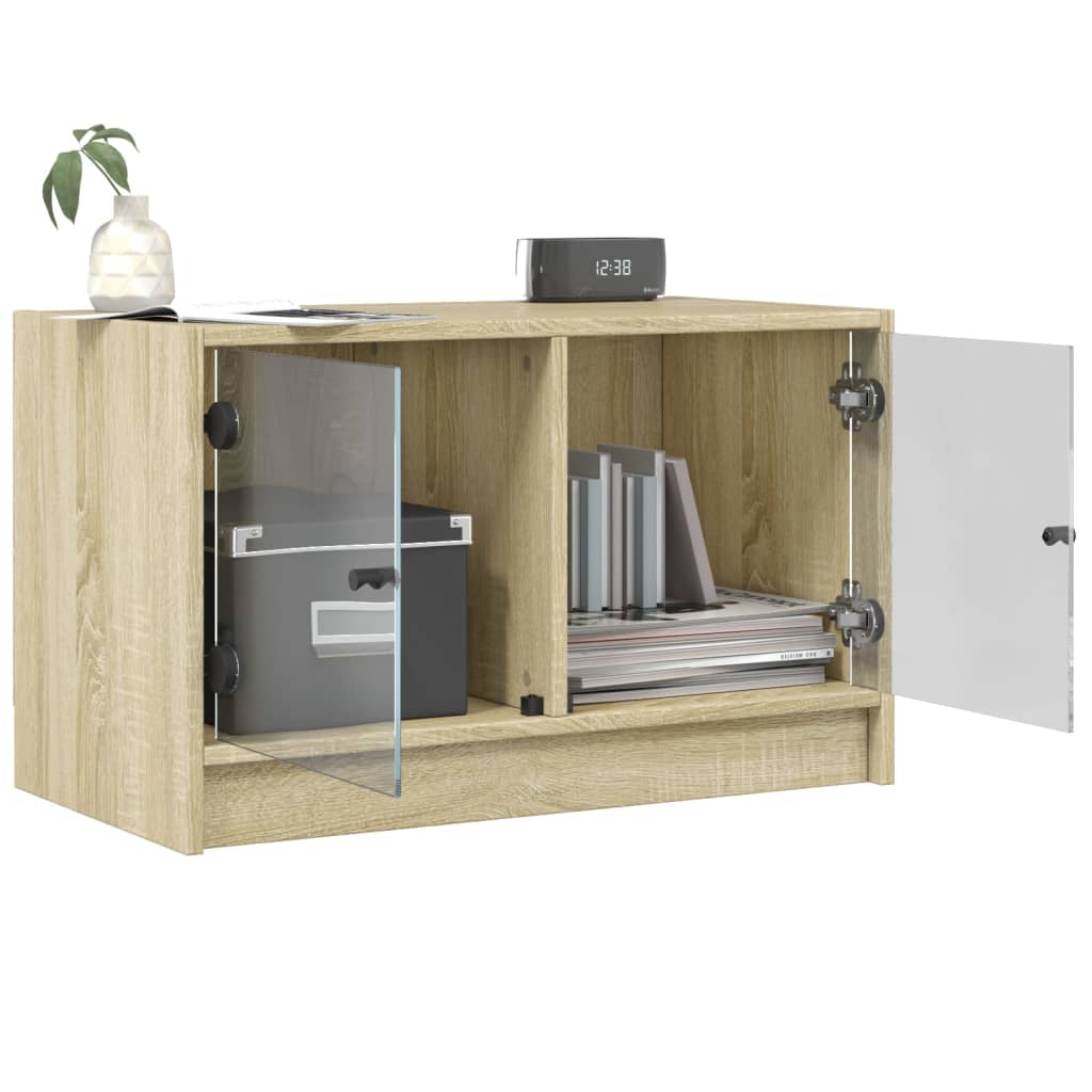Tv-møbel med glaslåger Sonoma eg 68x37x42 cm