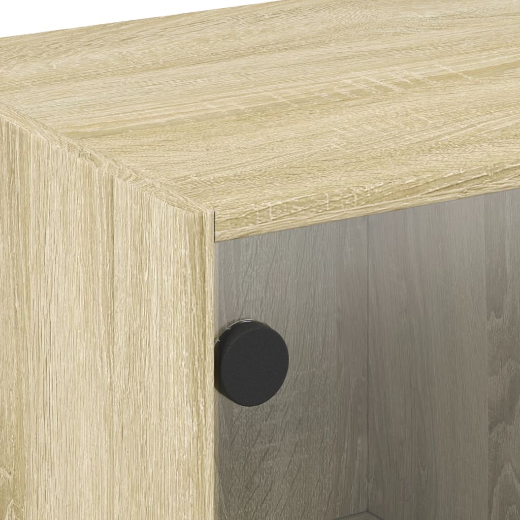 Tv-møbel med glaslåger Sonoma eg 68x37x42 cm