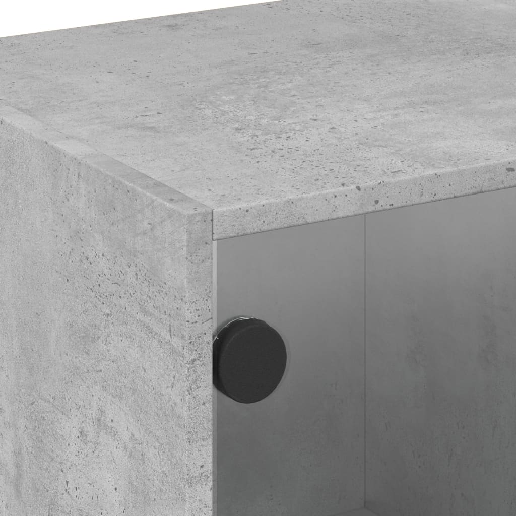 Tv-møbel med glaslåger betongrå 68x37x42 cm