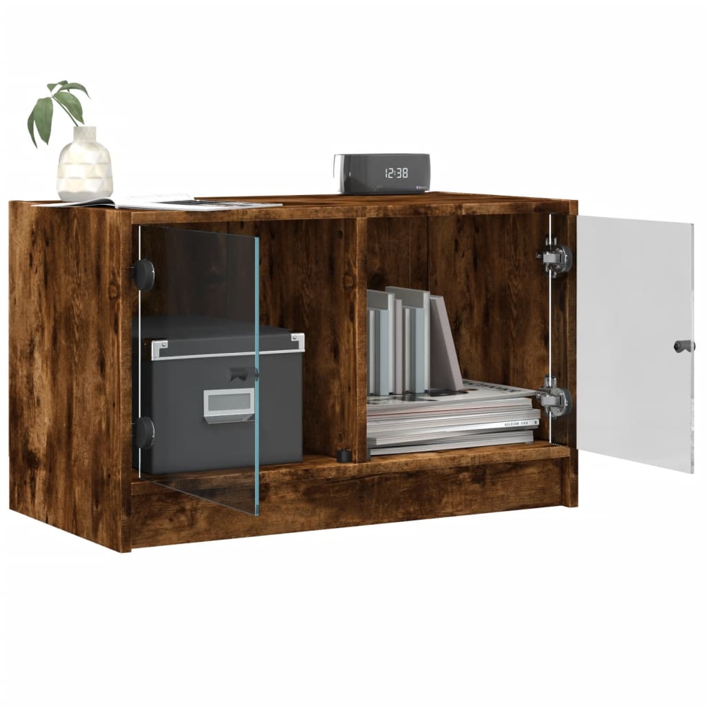 TV-møbel med glaslåger røget eg 68x37x42 cm