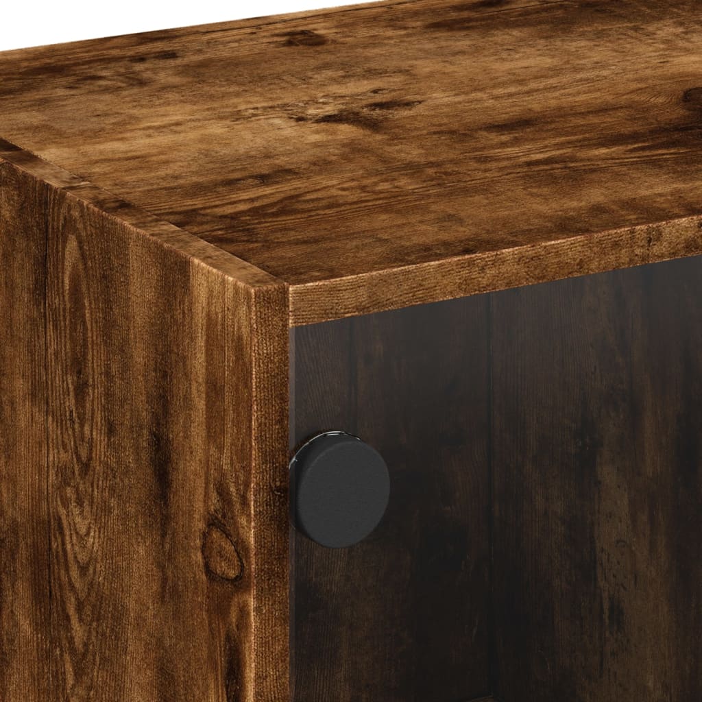 TV-møbel med glaslåger røget eg 68x37x42 cm