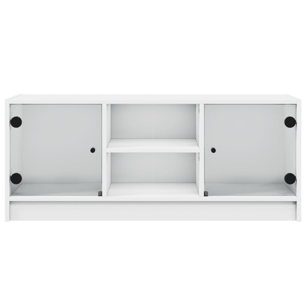 TV-skab med glaslåger Hvid 102x37x42 cm
