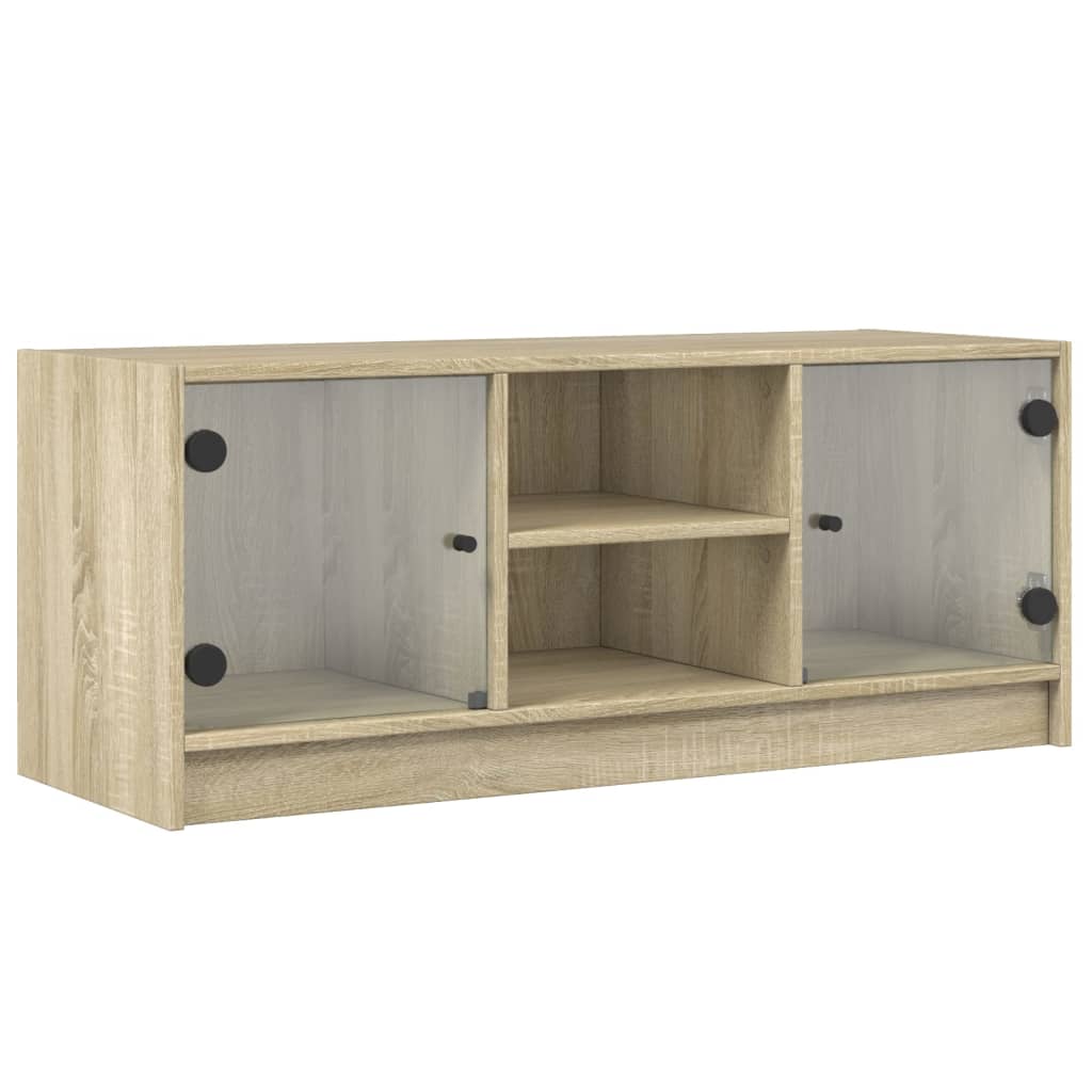 Tv-møbel med glaslåger Sonoma eg 102x37x42 cm