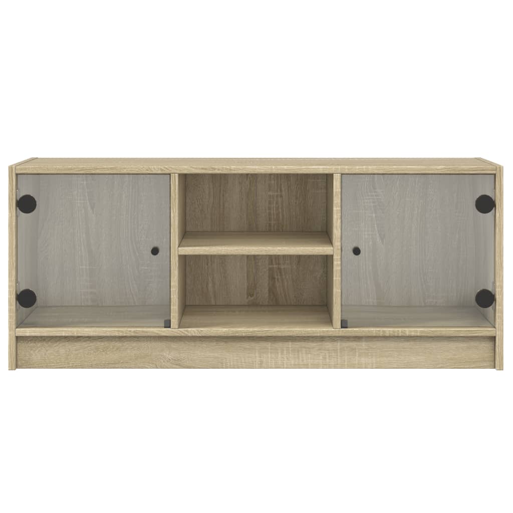 Tv-møbel med glaslåger Sonoma eg 102x37x42 cm