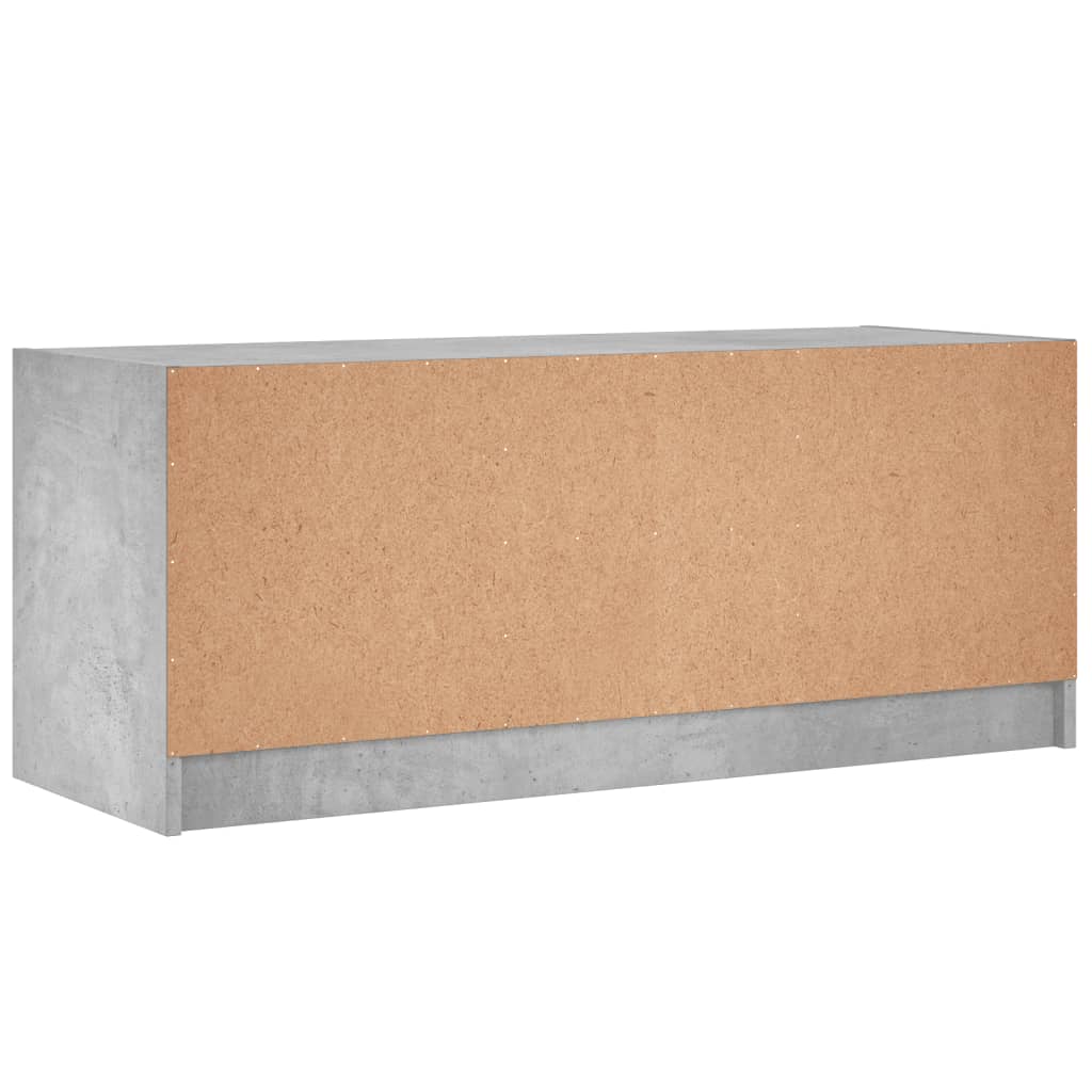 TV-møbel med glaslåger betongrå 102x37x42 cm