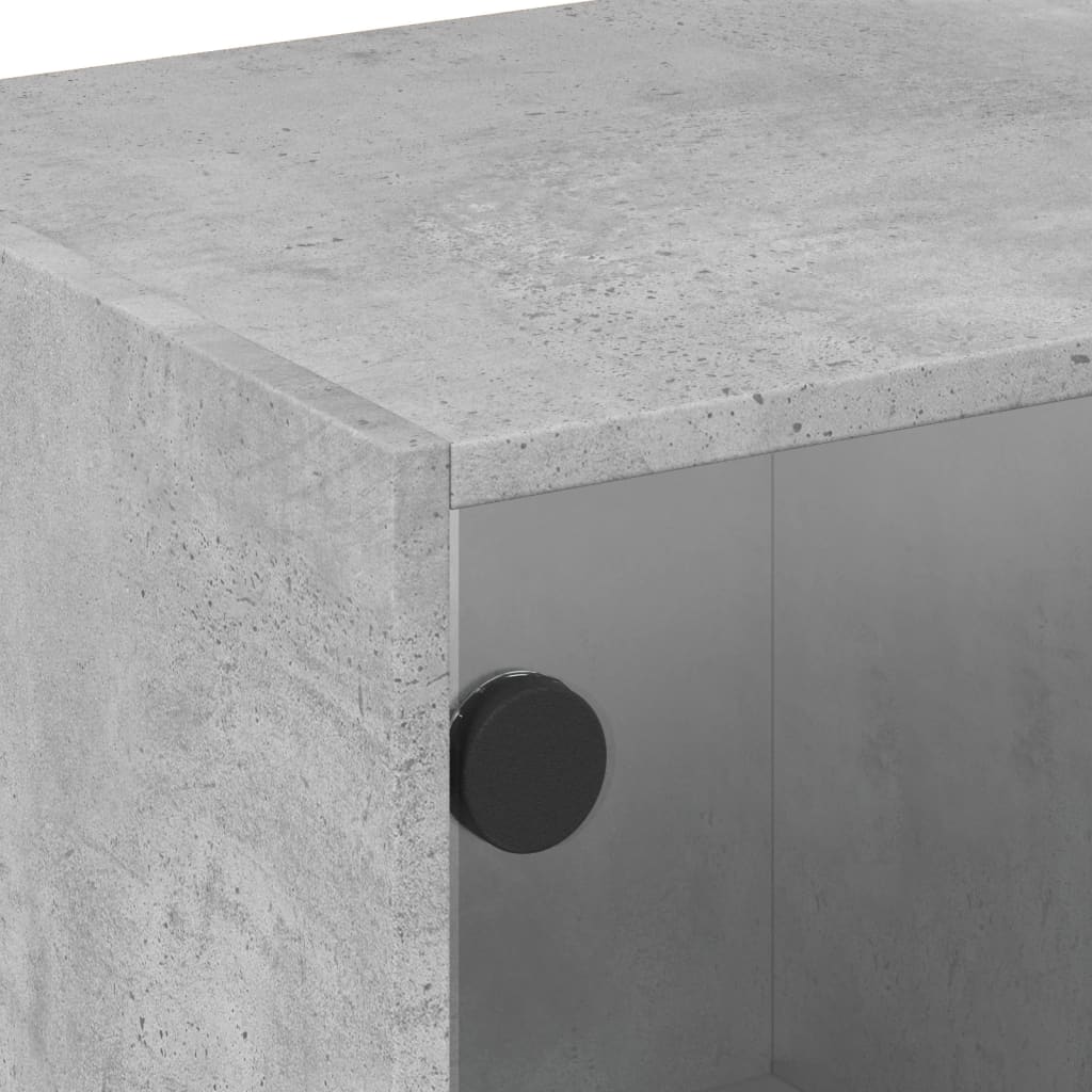 TV-møbel med glaslåger betongrå 102x37x42 cm