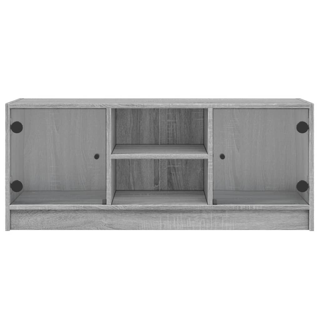 Tv-møbel med glaslåger Grå Sonoma 102x37x42 cm