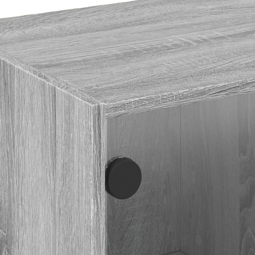 Tv-møbel med glaslåger Grå Sonoma 102x37x42 cm