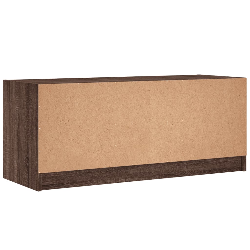 Tv-møbel med glaslåger brun eg look 102x37x42 cm