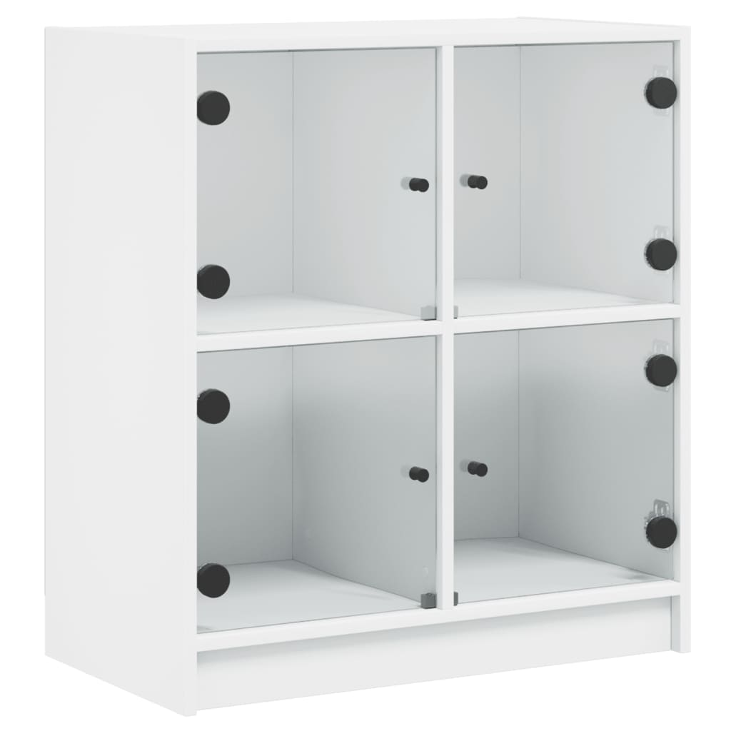 Sideskab med glaslåger Hvid 68x37x75,5 cm