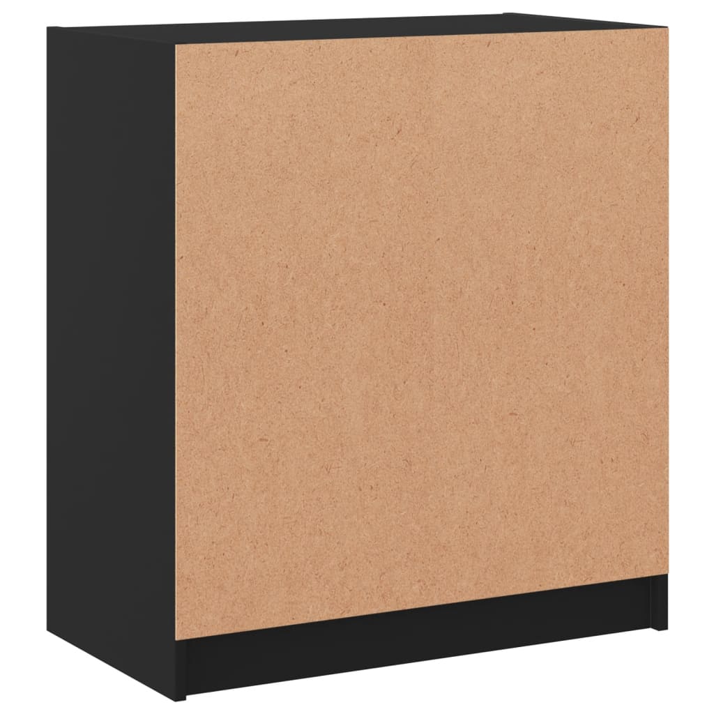 Sideskab med glaslåger Sort 68x37x75,5 cm