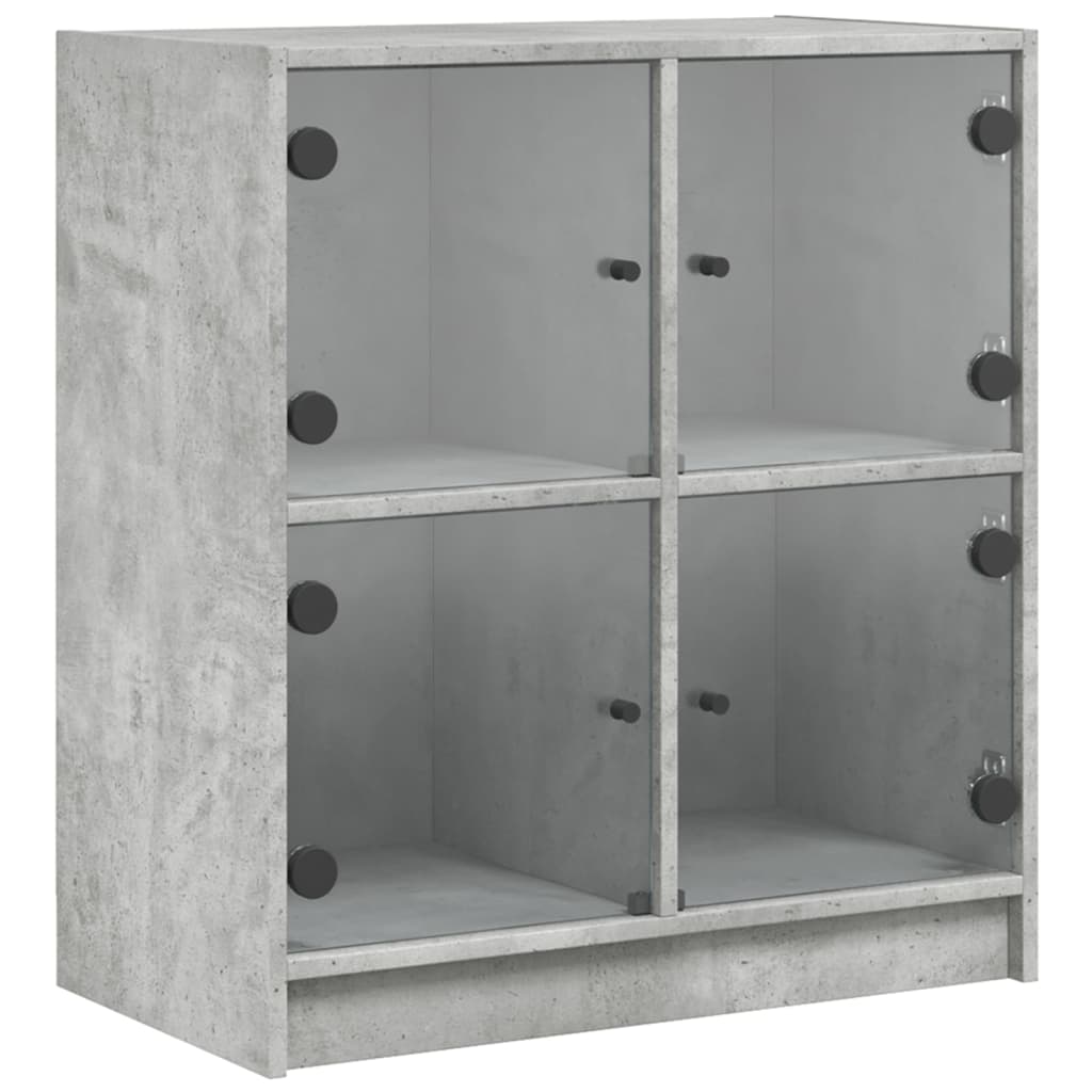 Sideskab med glaslåger Betongrå 68x37x75,5 cm