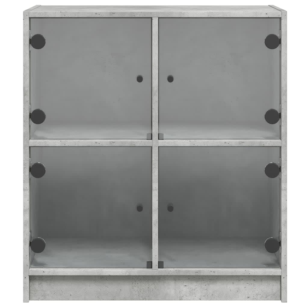 Sideskab med glaslåger Betongrå 68x37x75,5 cm