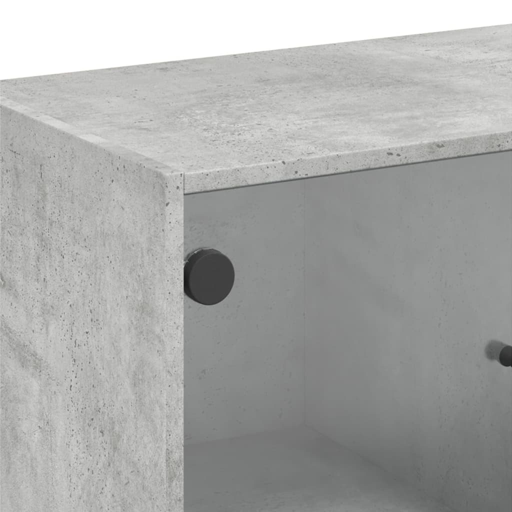 Sideskab med glaslåger Betongrå 68x37x75,5 cm