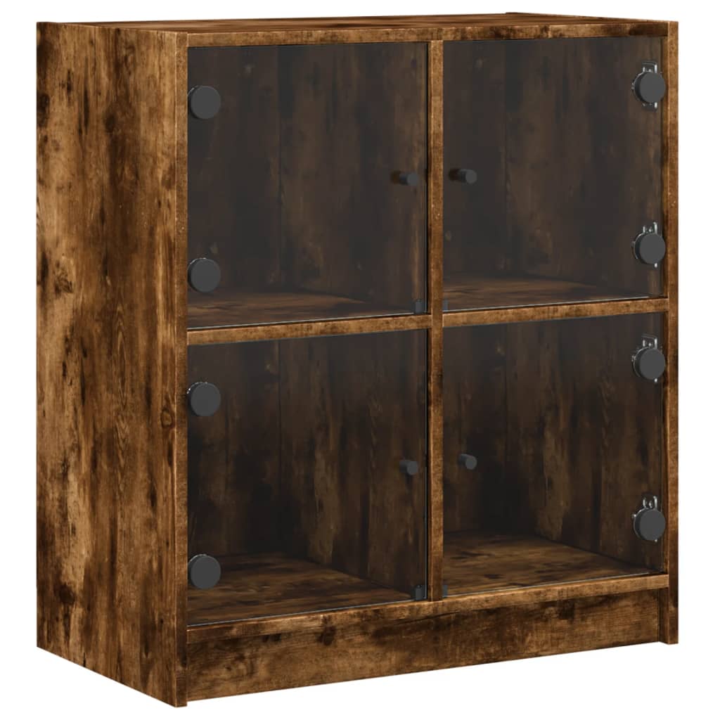 Sideskab med glaslåger røget eg 68x37x75,5 cm
