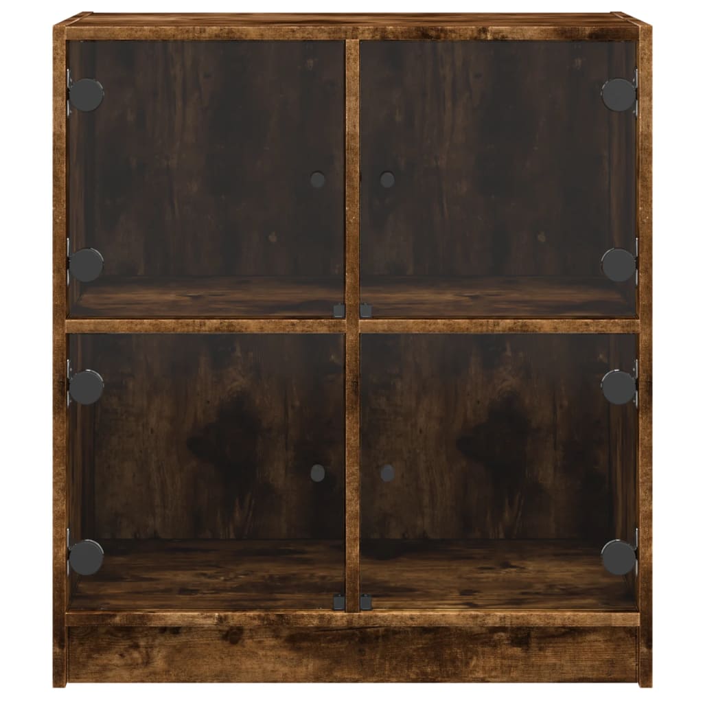 Sideskab med glaslåger røget eg 68x37x75,5 cm