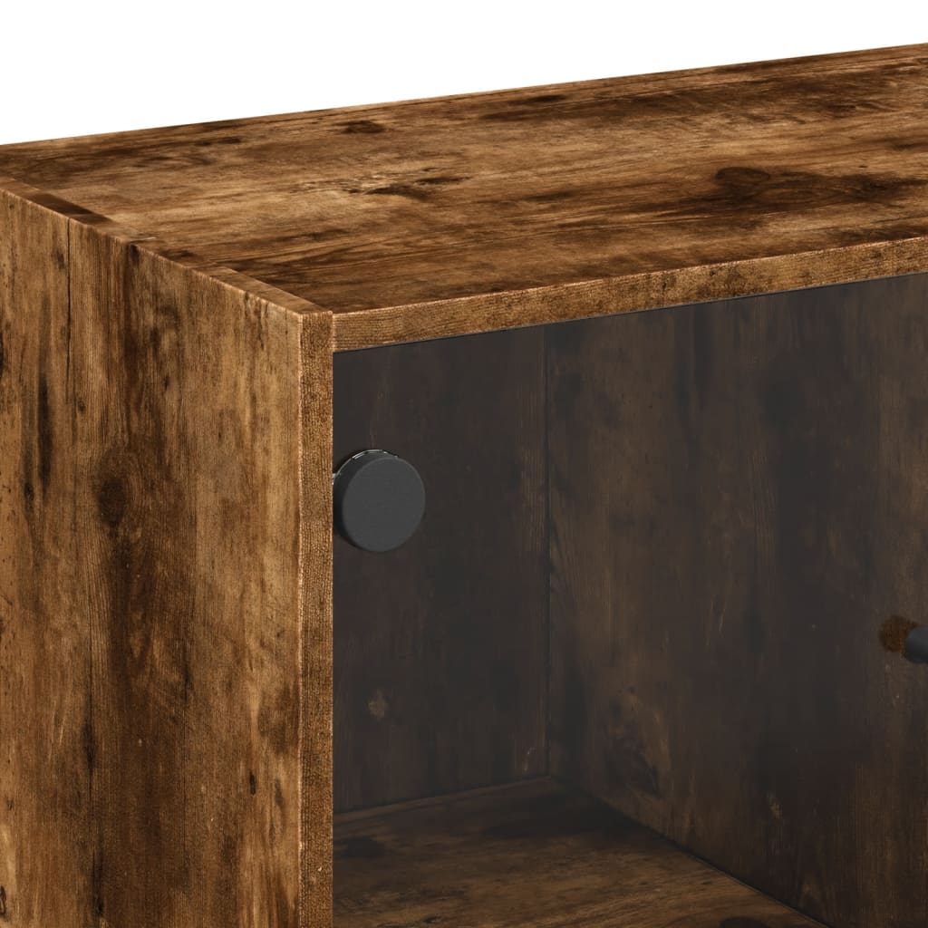 Sideskab med glaslåger røget eg 68x37x75,5 cm