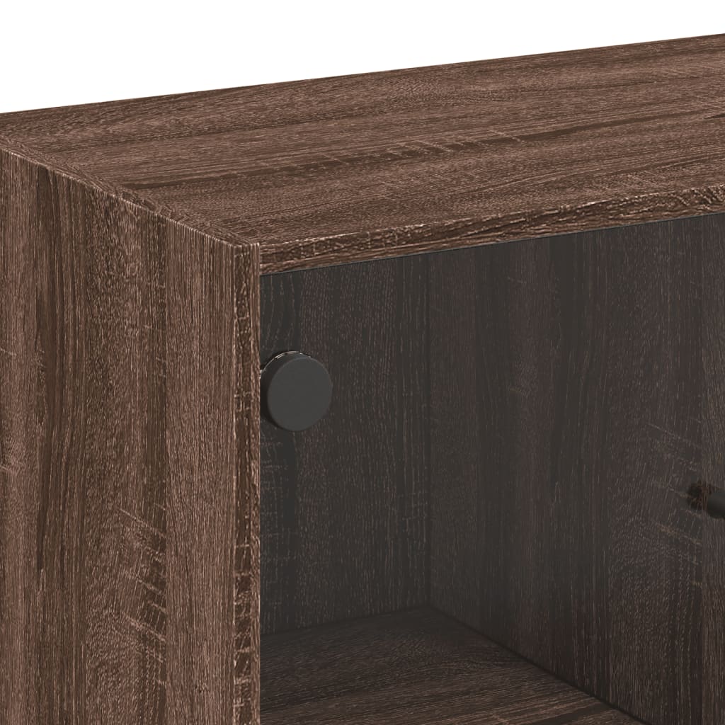 Sideskab med glaslåger Brun Eg Look 68x37x75,5 cm