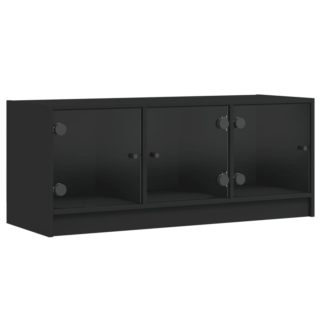 TV-skab med glaslåger Sort 102x37x42 cm