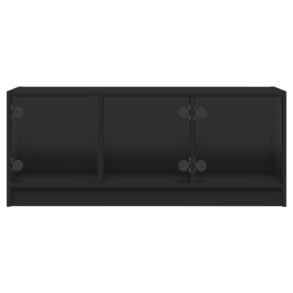 TV-skab med glaslåger Sort 102x37x42 cm