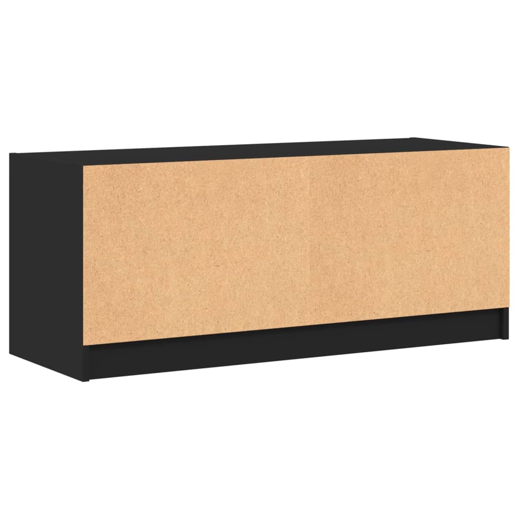 TV-skab med glaslåger Sort 102x37x42 cm