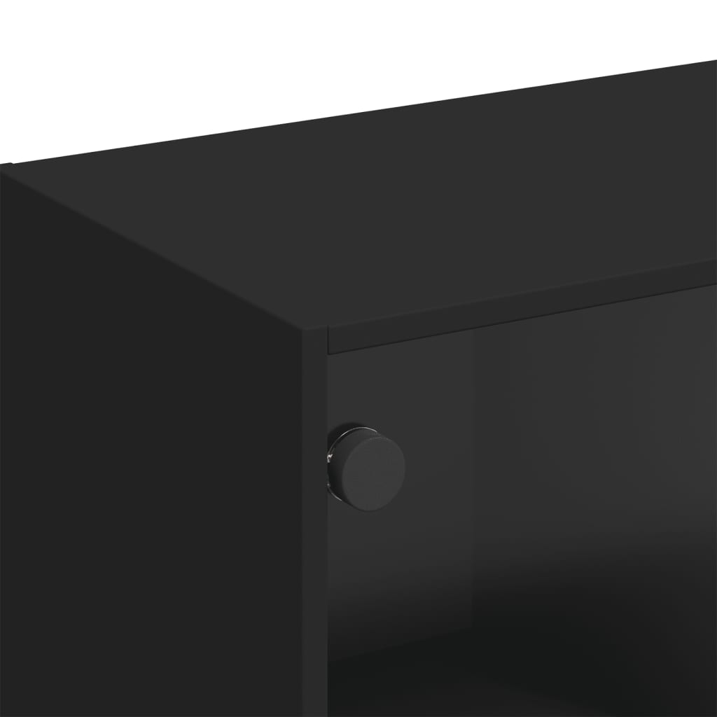 TV-skab med glaslåger Sort 102x37x42 cm
