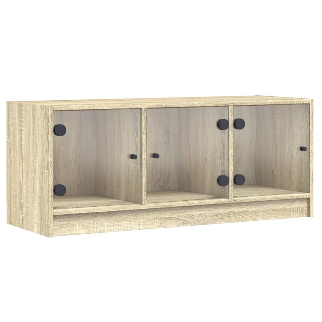 Tv-møbel med glaslåger Sonoma eg 102x37x42 cm