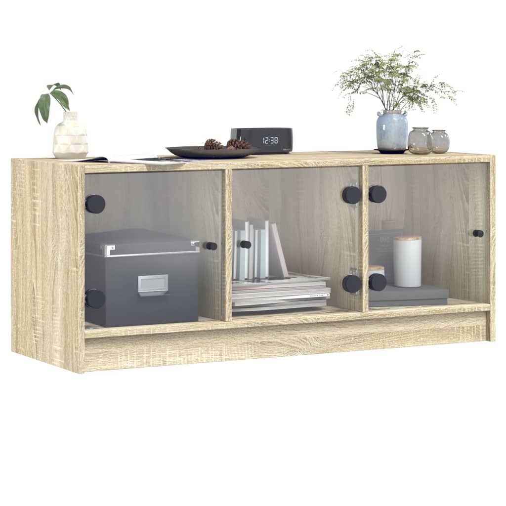 Tv-møbel med glaslåger Sonoma eg 102x37x42 cm
