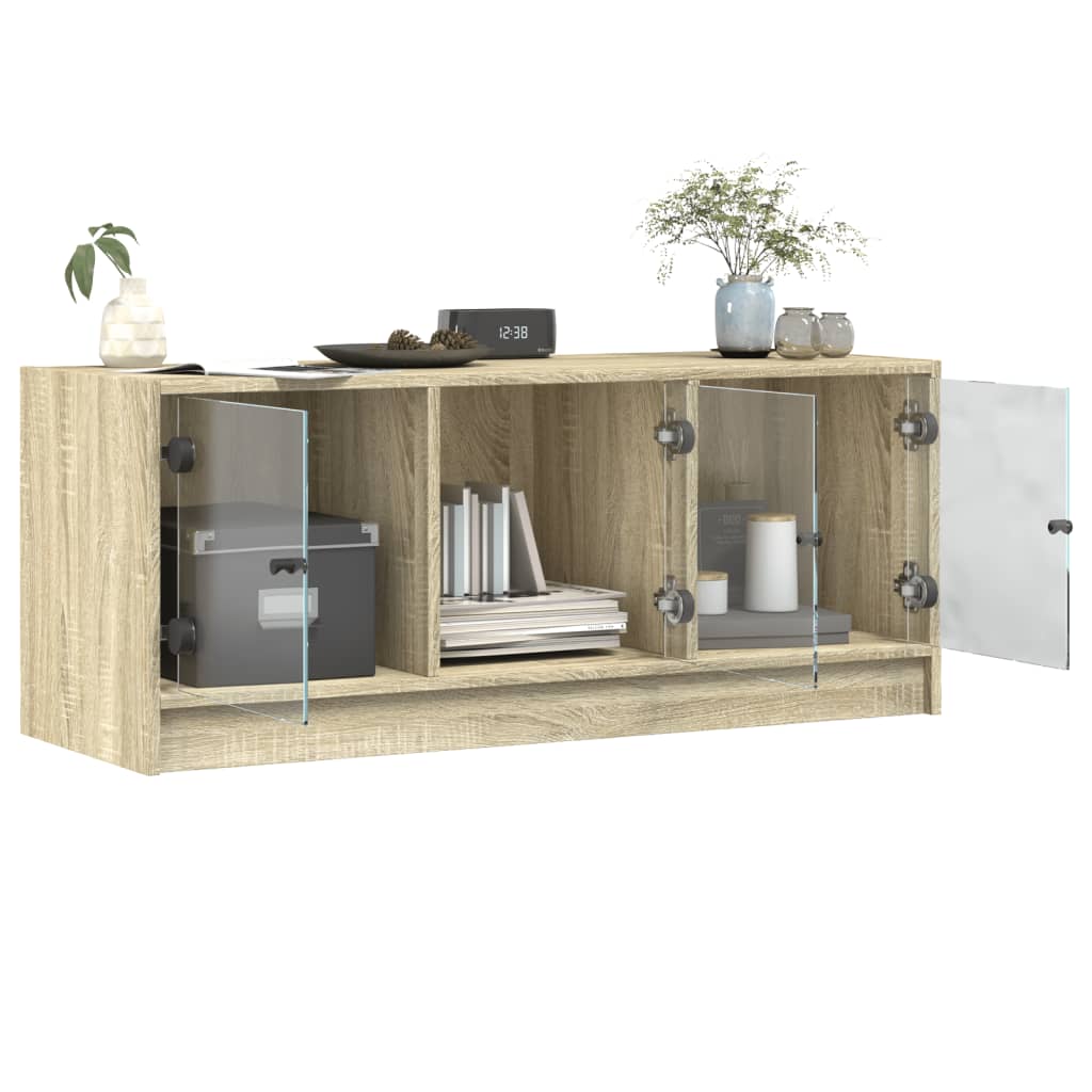 Tv-møbel med glaslåger Sonoma eg 102x37x42 cm