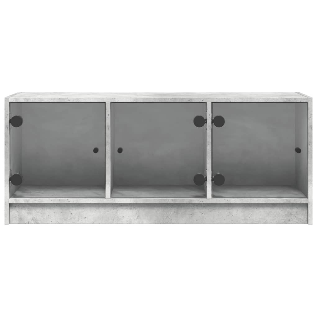 TV-møbel med glaslåger betongrå 102x37x42 cm