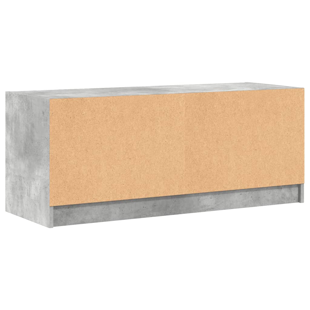 TV-møbel med glaslåger betongrå 102x37x42 cm
