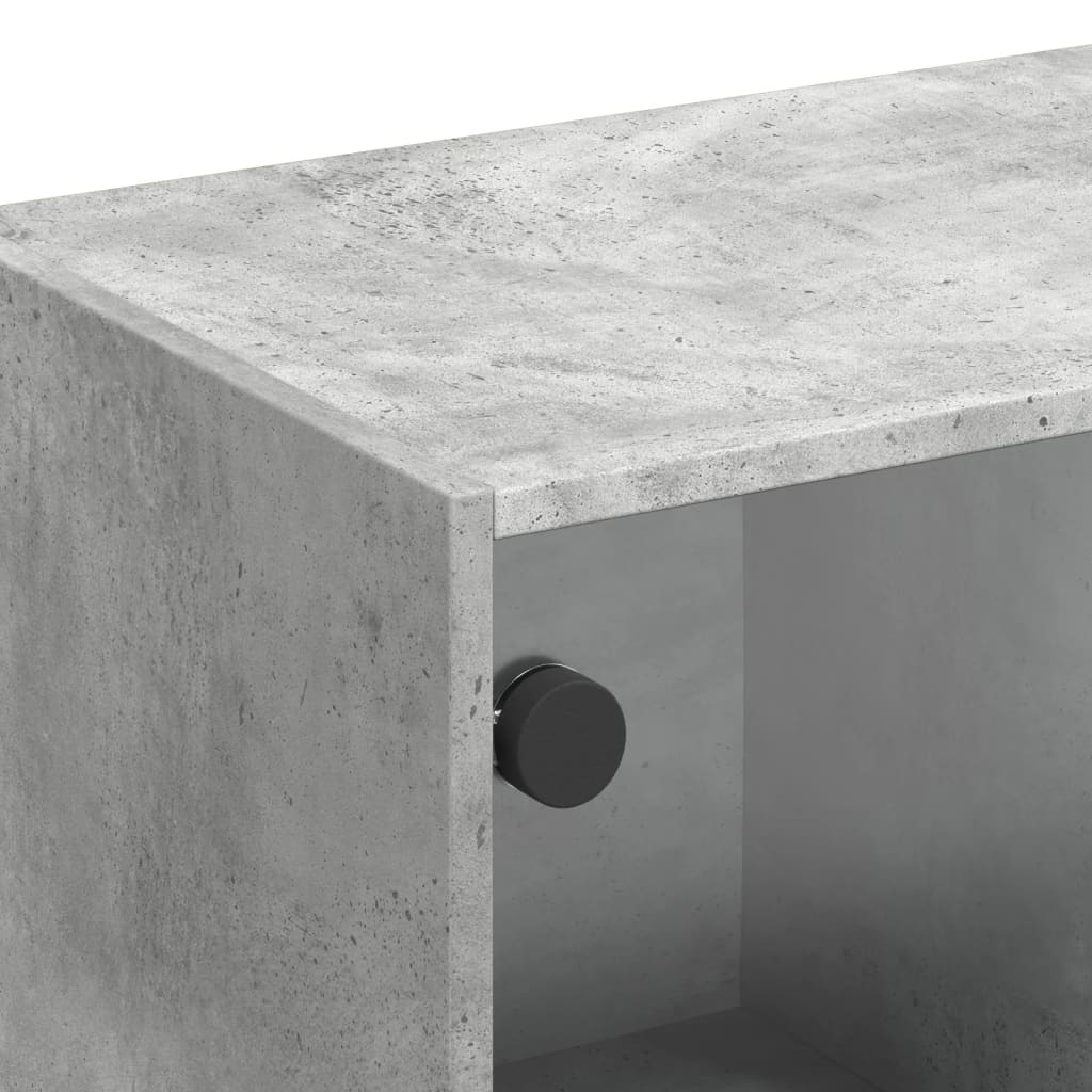 TV-møbel med glaslåger betongrå 102x37x42 cm