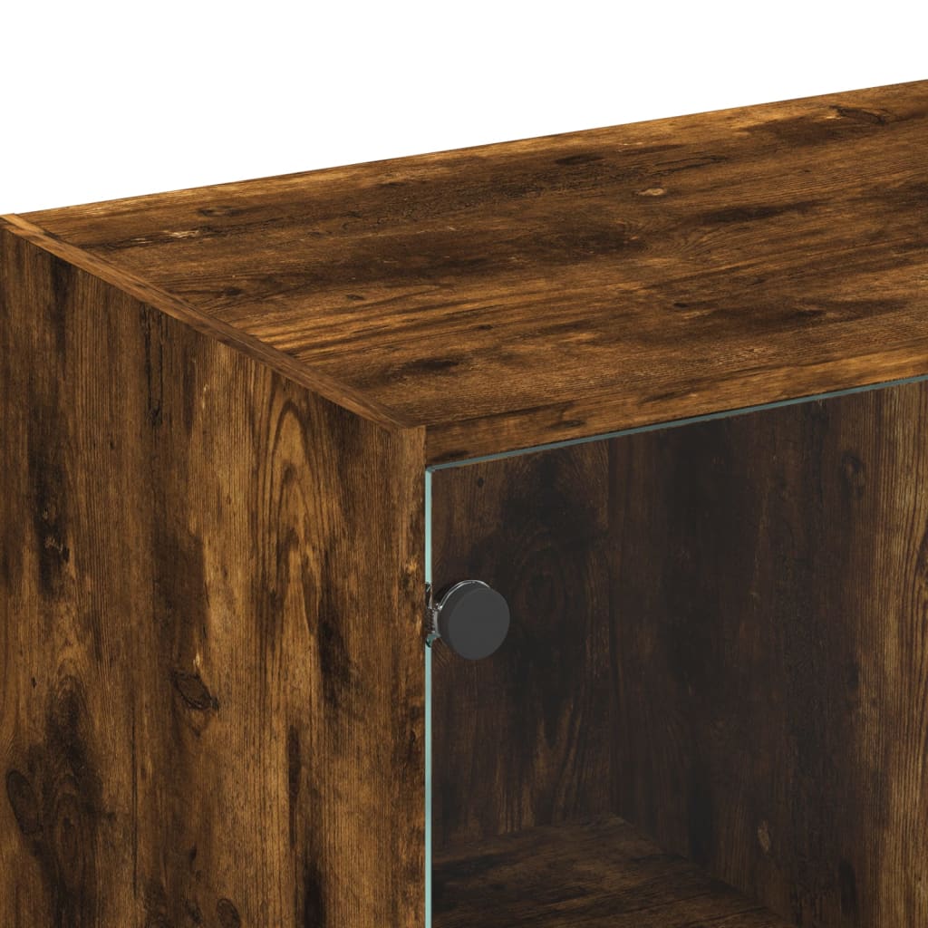 TV-møbel med glaslåger røget eg 102x37x42 cm