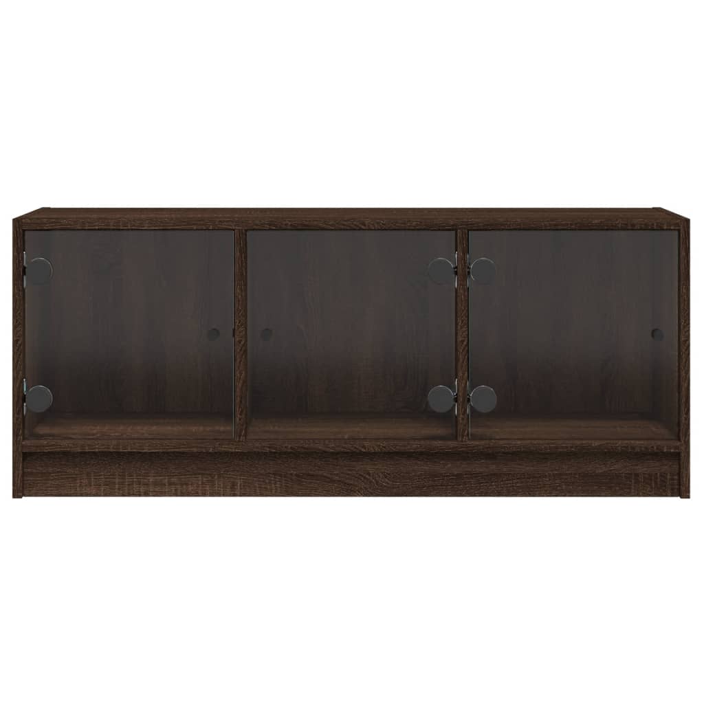 Tv-møbel med glaslåger brun eg look 102x37x42 cm