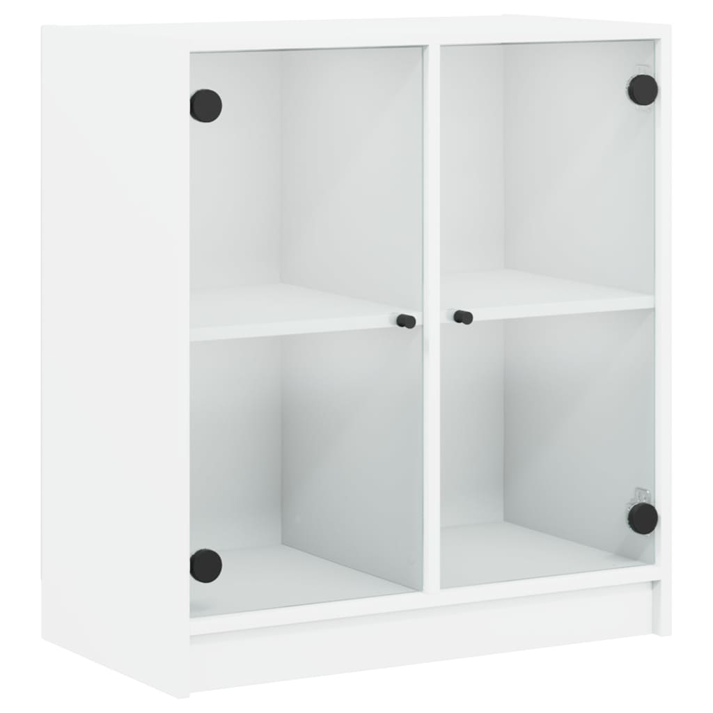 Sideskab med glaslåger Hvid 68x37x75,5 cm