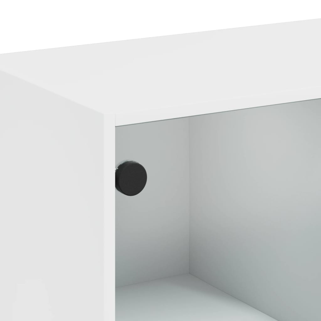 Sideskab med glaslåger Hvid 68x37x75,5 cm