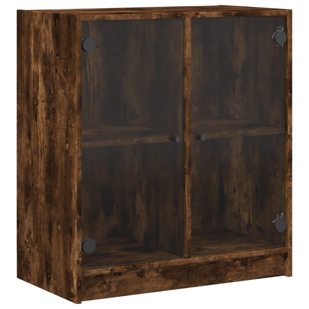 Sideskab med glaslåger røget eg 68x37x75,5 cm