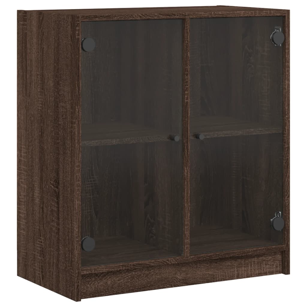 Sideskab med glaslåger Brun Eg Look 68x37x75,5 cm