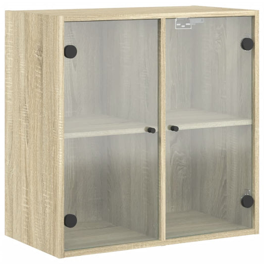 Wandschrank mit Glastüren Sonoma-Eiche 68x37x68,5 cm
