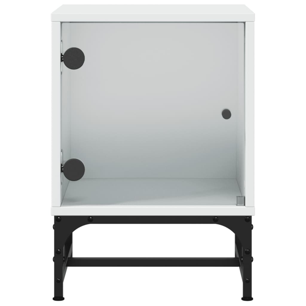 Sengeborde med glaslåger 2 stk Hvid 35x37x50 cm