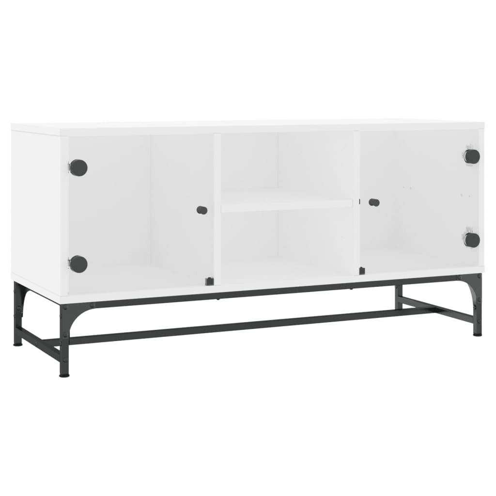 TV-skab med glaslåger Hvid 102x37x50 cm