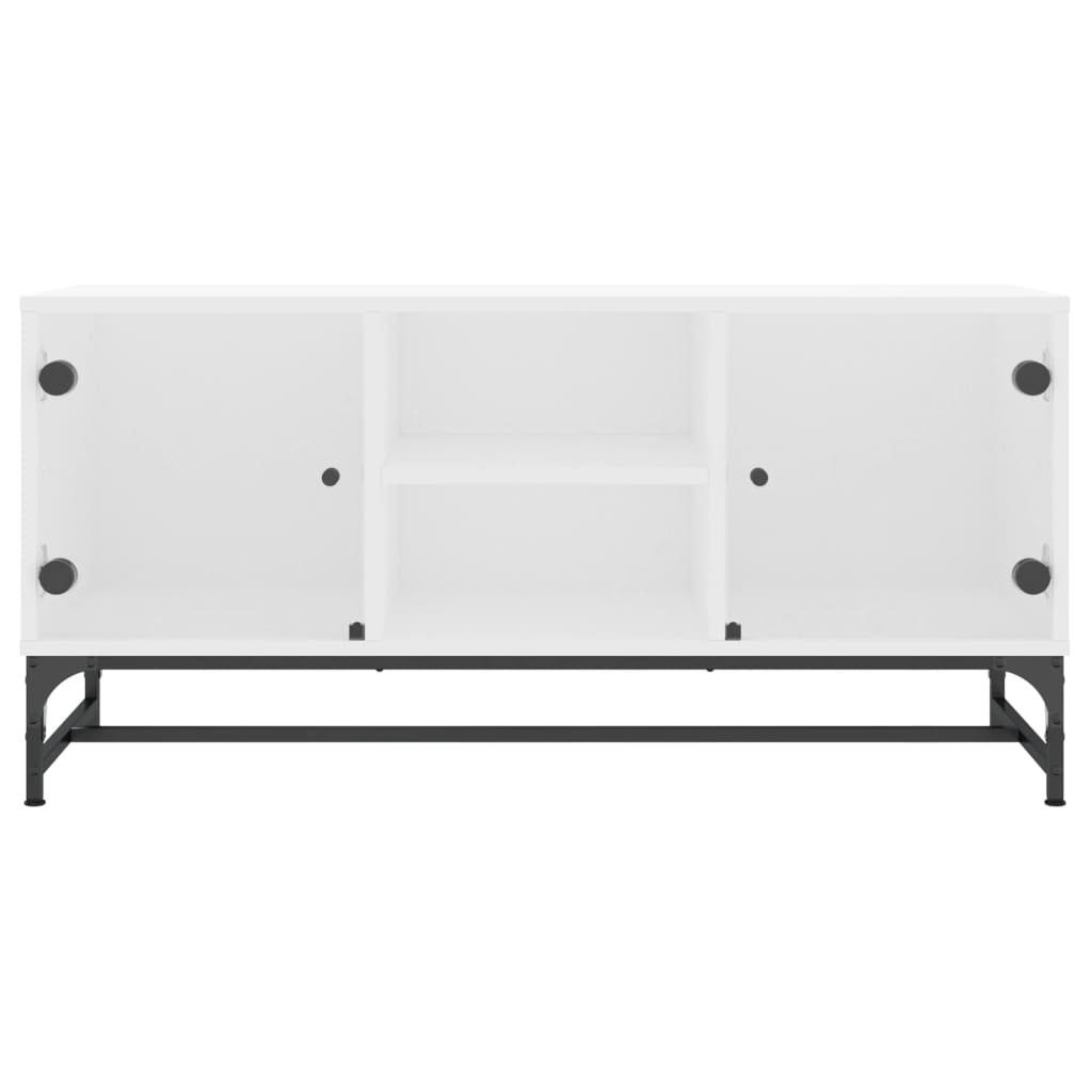 TV-skab med glaslåger Hvid 102x37x50 cm