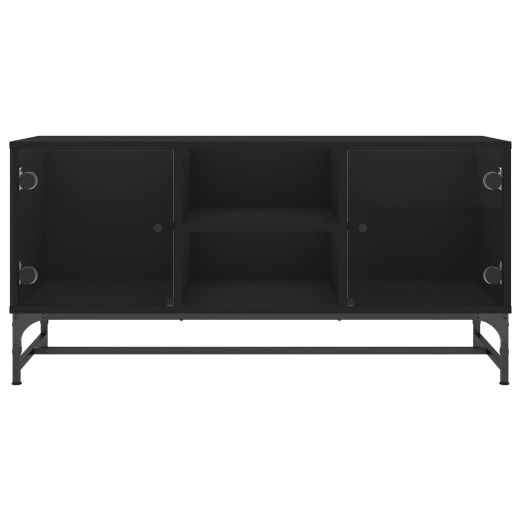 TV-skab med glaslåger Sort 102x37x50 cm