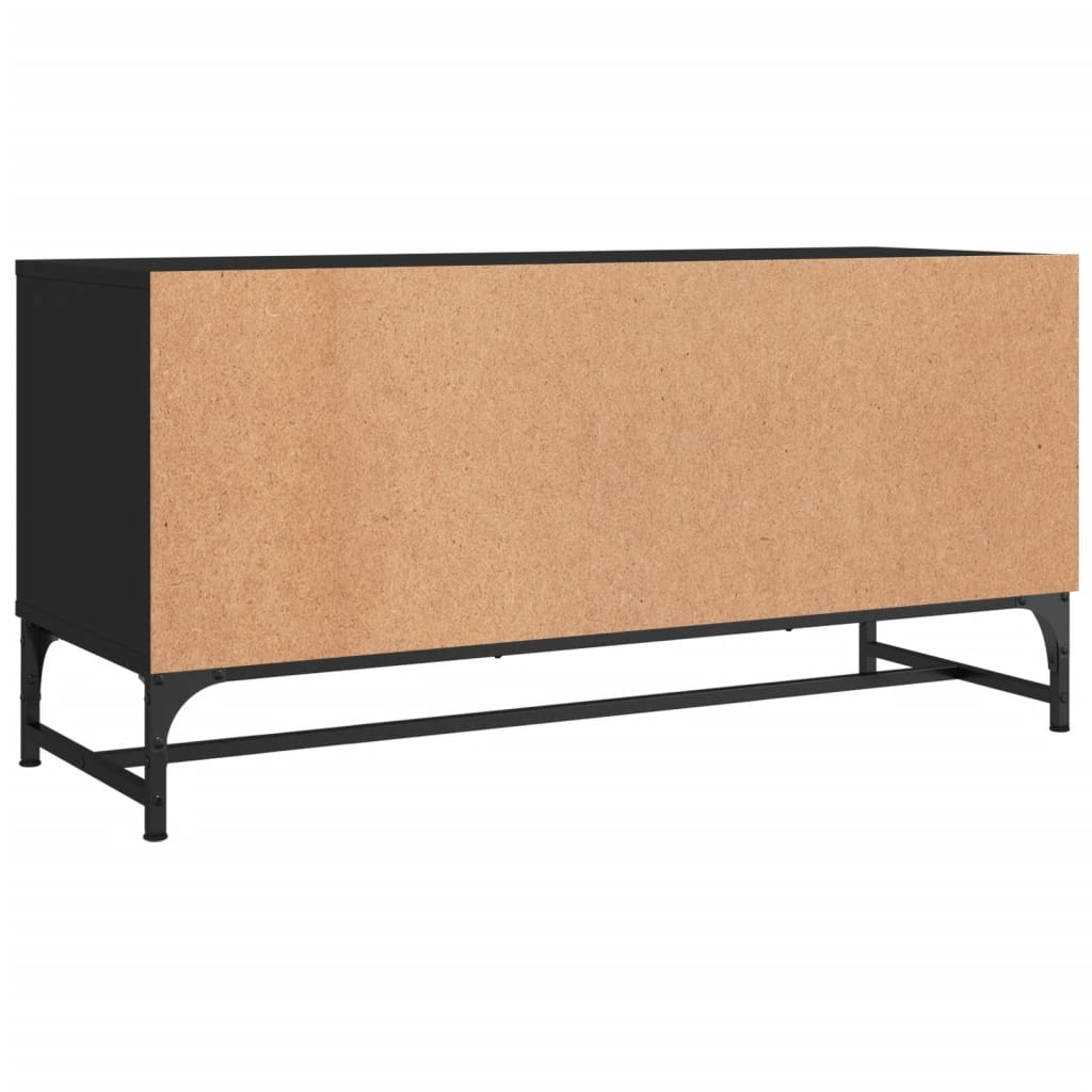 TV-skab med glaslåger Sort 102x37x50 cm