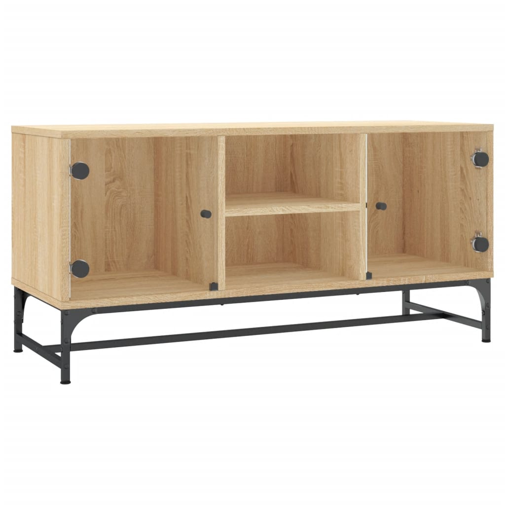 Tv-møbel med glaslåger Sonoma eg 102x37x50 cm